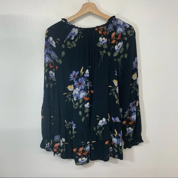American Eagle Womens Peasant Top Small  Floral Ruffles Fairy Grunge Work Casual - Picture 10 of 12